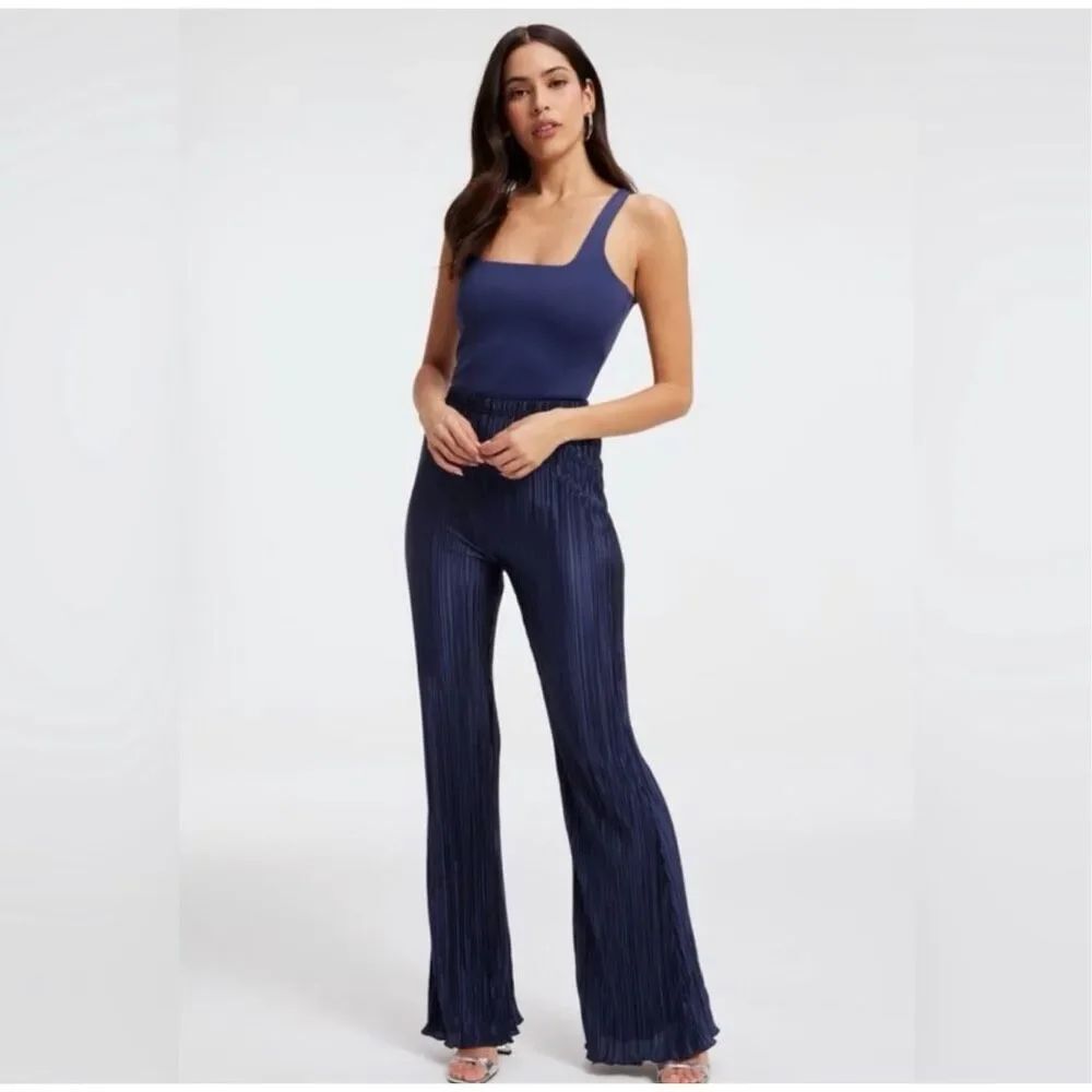 ✨GOOD AMERICAN ALWAYS FITS PLISSE WIDE LEG NAVY SZ 5/6=2X-3X PANTS✨